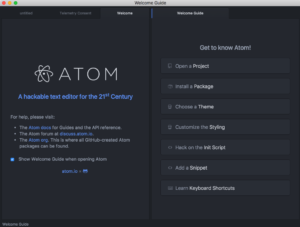 Atom welcome guide screenshot